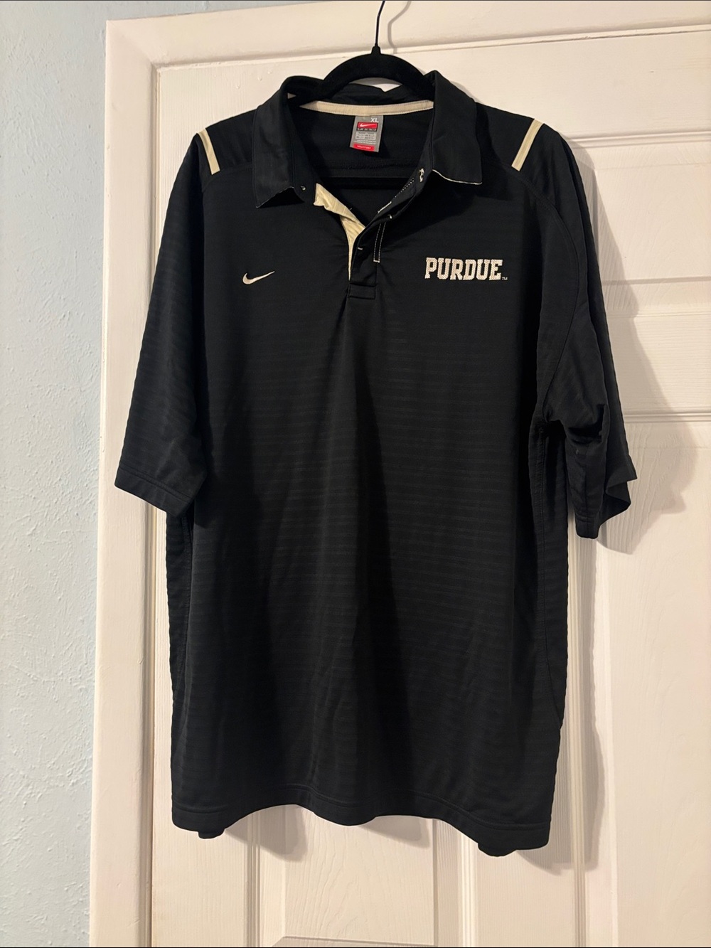 Nike Black Polo with Gold Purdue Accents
